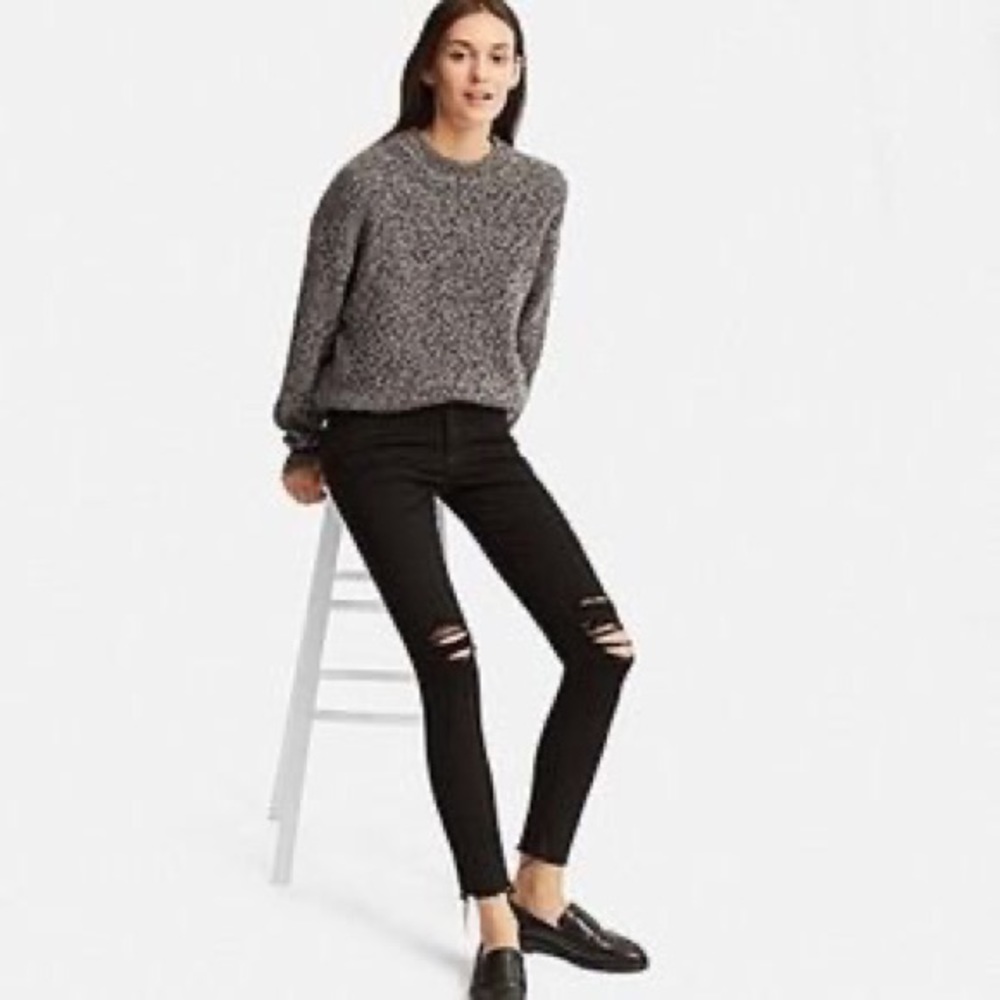 Uniqlo Ripped Black Skinny Jeans Size 32